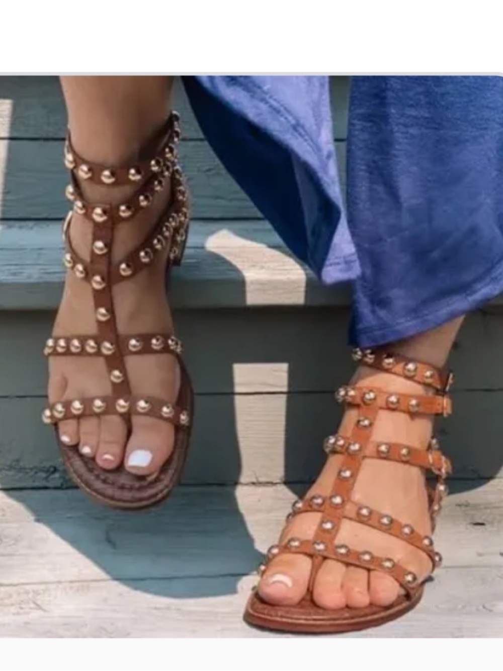 Sam Edelman Eavan Brown Studded Gladiator Sandals Sz 9